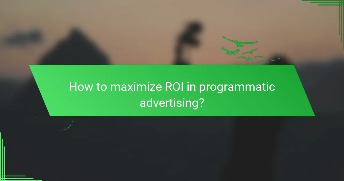 How to maximize ROI in programmatic advertising?