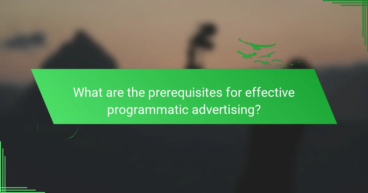 What are the prerequisites for effective programmatic advertising?